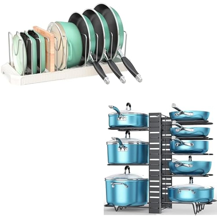 ORDORA Pots and Pans Organizer for under Cabinet, Pan Pot Organizers inside Cabinet